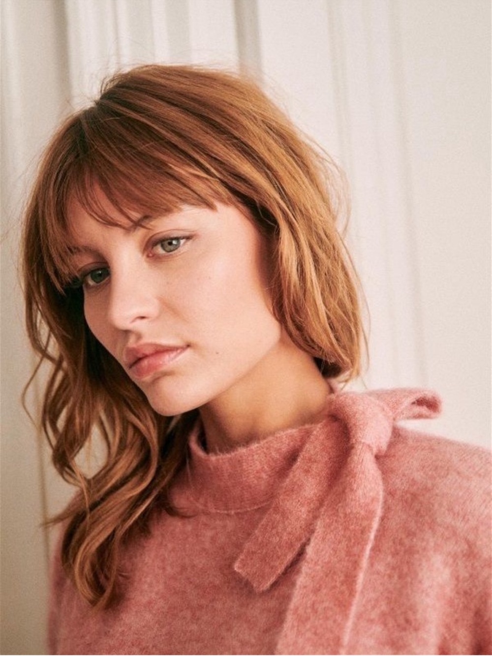 Sezane Zita Jumper Sweater Rose Wood Pink Size XS Tie Neck Bow Detail - Picture 3 of 8